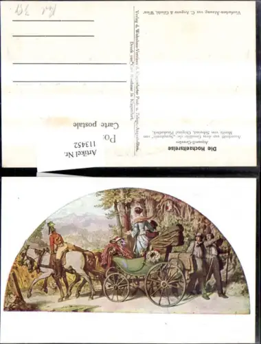 113452,Künstler Ak n. Gemälde Moritz v. Schwind Post Postwesen Hochzeitsreise