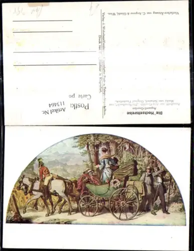 113464,Künstler Ak n. Gemälde Moritz v. Schwind Post Postwesen Hochzeitsreise