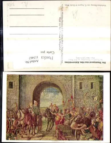 113467,Künstler Ak Post Postwesen Staatspost d. röm. Kaiserreiches Standlager Carnuntum z. Zeit Kaiser Marc Aurel