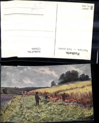 125666,Künstler Ak Landwirtschaft Ernte Feldarbeit Bauern a. Feld
