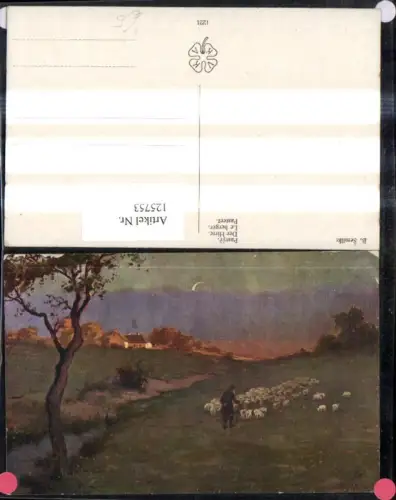 125753,Künstler Ak B. Semilk Der Hirte Schäfer Schafherde Schafe Landschaft