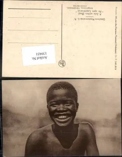 139431,Neger Eingeborener Schwarzer Junge lacht Ursulines Missionaires Südafrika