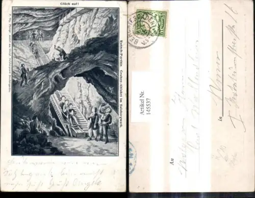 145537,Künstler Ak Gruben Abfahrt i. Salzbergwerk Berchtesgaden Rutschpartie Glück Auf Bergbau