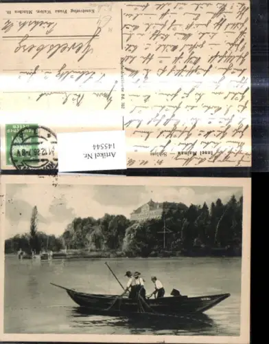 145544,Fischerei Insel Mainau Schloss i. Hintergrund Fischer a. Boot