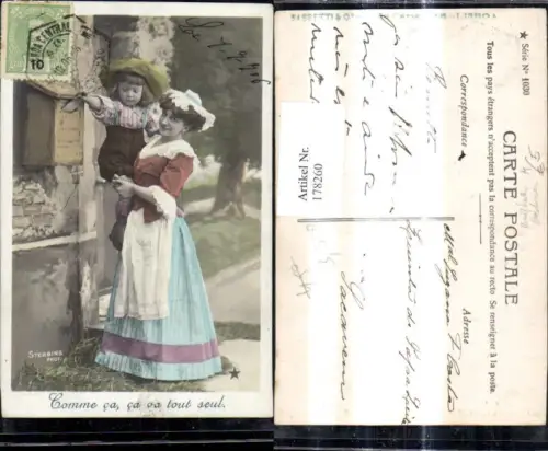 178260,Frau m. Kind b. Briefkasten Postkasten Post Postwesen Comme ca ca ca tout seul