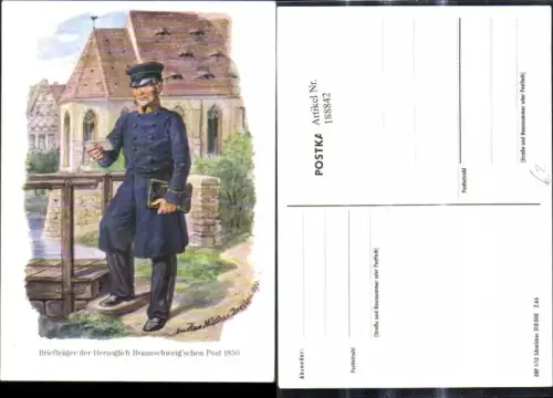 188842,Künstler Ak Gustav Müller Dresden Briefträger d. Herzoglichen Braunschweigschen Post 1850 Postwesen