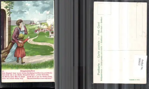 205632,Berufe Präge Litho Bergbau Bergmannslied Spruch Text Frau Kind nimmt Abschied