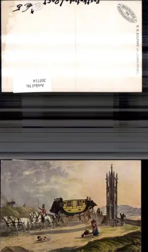 205714,Künstler Ak Berufe Post Postkutsche Hut