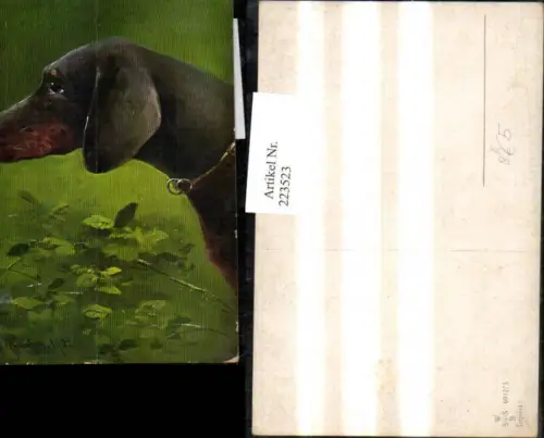 223523,Künstler Ak August Müller München Jagd Jagdhund Hund Dackel