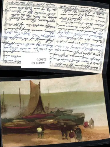 223670,Künstler Ak Wenau Delila Fischerei Fischer Boot a. Ufer