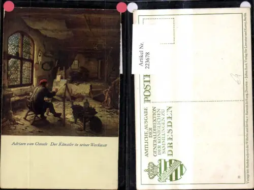 223678,Künstler Ak Adriaen van Ostade Der Künstler i. seiner Werkstatt Maler Handwerk