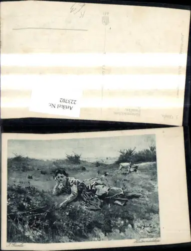 223702,Künstler Ak J. Gisela Hirtenmädchen Hirte Schäfer Landwirtschaft