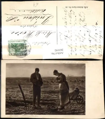 263192,Künstler Ak Jean Francois Millet Abendläuten Paar Bauern b. Gebet Feld Berufe Landwirtschaft