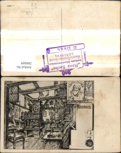 288809,Künstler Ak Reklame Hans Sachs Original Schuster Werkstätte Nürnberg Handwerk