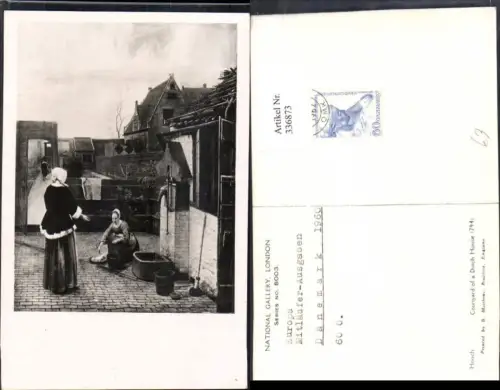 336873,Künstler Ak B. Matthews Hooch Courtyard of a Dutch House Frauen Fisch Heimarbeit Brunnen