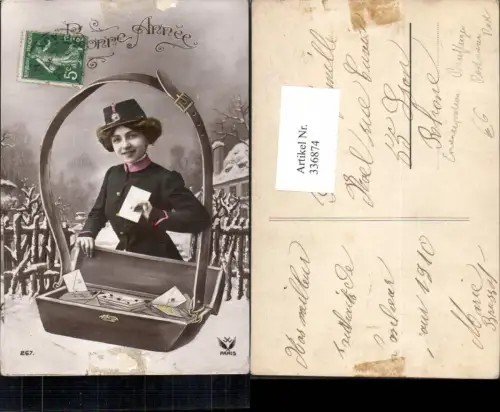 336874,Fotomontage Frau Briefträgerin Post Postwesen Emanzipation