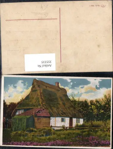 355335,Künstler Ak Landwirtschaft Bauernhof m. Reetdach Bauern