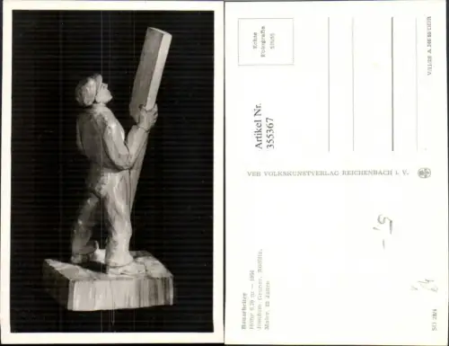 355367,Foto Ak Bauarbeiter Holzfigur Handwerk pub VEB SO 28/4