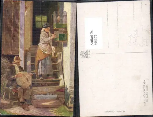 355373,Künstler Ak E. Hörwarter The basket maker Korbflechter Handwerk