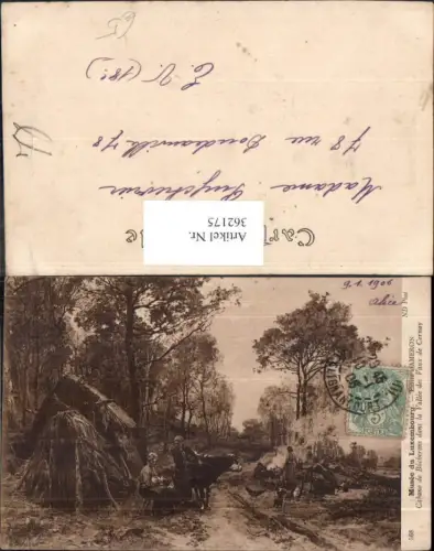 362175,Künstler Ak Emile Dameron Cabane de Bucherons Bauern Hütte Lagerfeuer Landwirtschaft