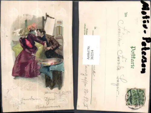 362214,Künstler Litho Maler Künstler Malerei Frau Staffelei Farbpalette Berufe pub Edgar Schmidt 7015
