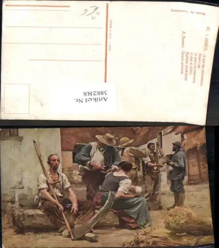 388288,Künstler Ak L. Lhermitte Reapers pay Landwirtschaft Bauern Zahltag Frau Stillen Baby Sense