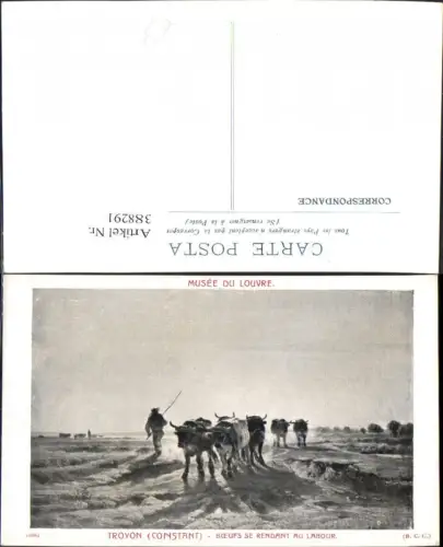388291,Künstler Ak Constant Troyon Boeufs se rendant au Labour Rinder Ochsen Hirte Landwirtschaft