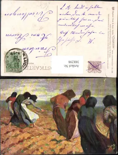 388298,Künstler Ak E. Richter Landarbeiter Landwirtschaft Frauen Feldarbeit pub Tuck 236