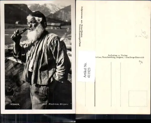 411923,Foto Ak Senner Pfeife Rauchen Landwirtschaft pub Risch-Lau Bregenz 3667