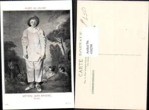 430298,Künstler Ak Jean Antoine Watteau Gilles Harlekin Clown Zirkus