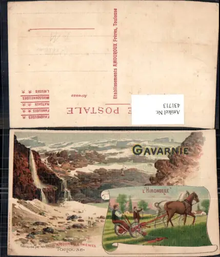 431713,Litho Reklame L Hirondelle Gavarnie Pflug Landwirtschaft Amouroux Freres Toulouse
