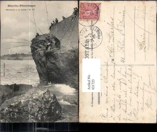 431723,Biarritz Pittoresque Pecheurs a La Ligne Angeln Klippen Leuchtturm Fischerei Fischen
