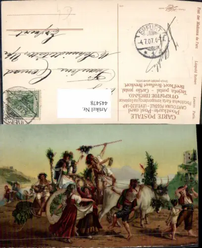 445478,Künstler Ak Leopold Robert Fest d. Madonna de l arc Bauern Tanzen Landwirtschaft