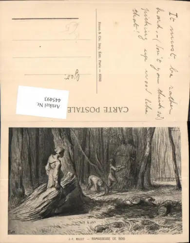445493,Künstler Ak J. F. Millet Ramasseuse de Bois Bauern Heuernte Landwirtschaft