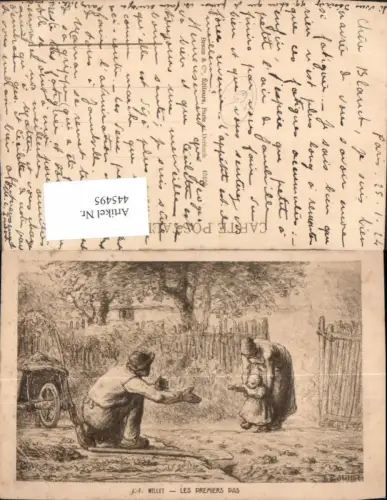 445495,Künstler Ak J. F. Millet Les Premiers Pas Bauernfamilie Landwirtschaft