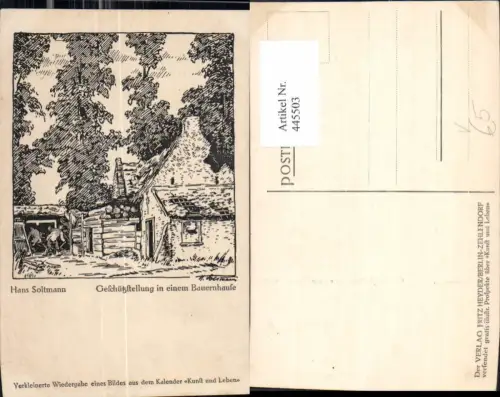 445503,Künstler Ak Hans Soltmann Geschützstellung Bauernhaus Landwirtschaft pub Fritz Heyder