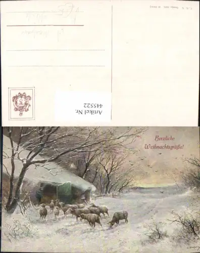445522,Künstler Ak A. Kaufmann Hirte Schäfer Schafherde Winterlandschaft pub Theo Stroefer 1397