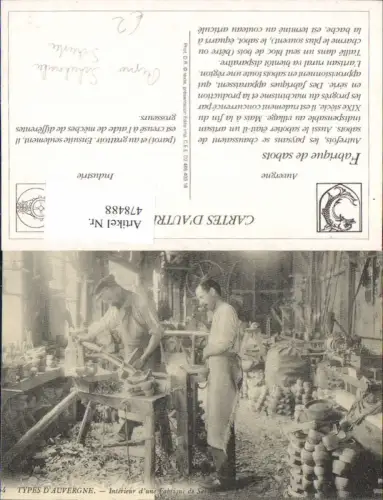 478488,Repro Auvergne Fabrique de sabots Industrie Schuster Schuhmacher Handwerk