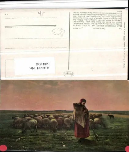 504106,Künstler AK J. F. Millet Schäferin Hirte Schafherde pub Stengel 29966