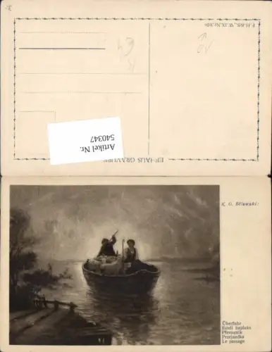 540347,Künstler Ak K. O. Belawski Überfuhr Hirtin Schäferin Schafe a. Boot