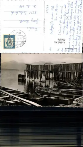 566276,Fischerei Fischen Gstadt a. M Chiemsee Boot Fischernetze am Hafen