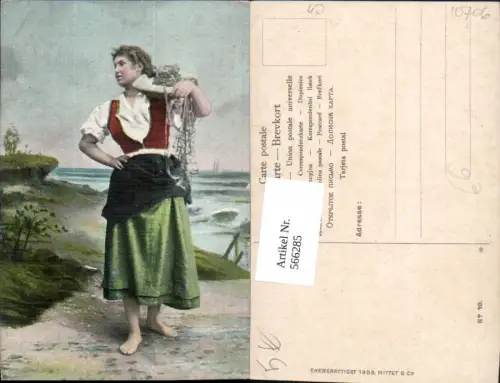 566285,Fischerei Fischen Frau Fischerin m. Fischernetz