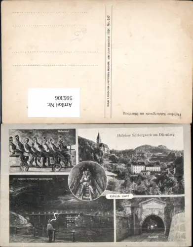 566306,Mehrbild Ak Bergbau Hallein Salzbergwerk Dürrnberg Stollenfahrt Salzsee Ausfahrt Einfahrt