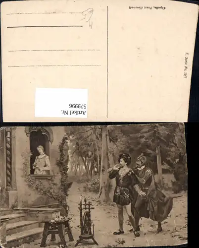 579996,Künstler Ak Cipolla Faust Gounod Spinnrad v. Haus Heimarbeit Hausarbeit