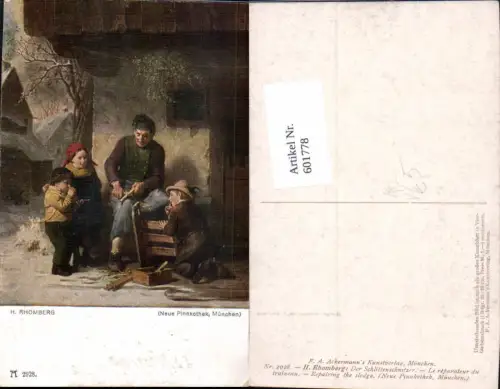 601778,Künstler Ak H. Rhomberg Der Schlittenschnitzer Schnitzer Holzschnitzer Handwerk pub F. A. Ackermann 2928
