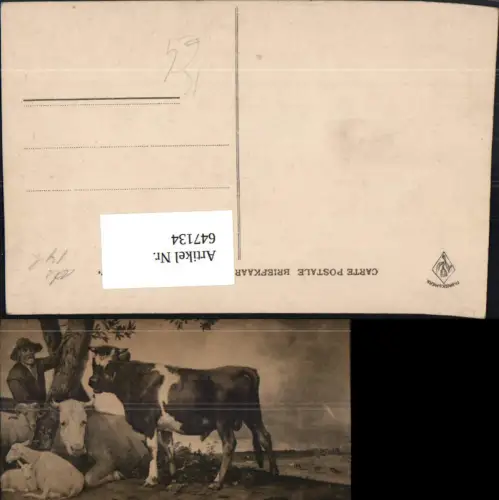 647134,Künstler Ak Paul Potter Stier Rinder Kühe Landwirtschaft Berufe