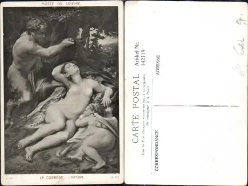 142119,Künstler Ak Le Correge L Antiope Erotik Akt Nackte Frau Engel Mann