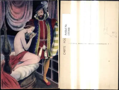 153368,Künstler Ak Erges Erotik Geisha Mann Handkuss