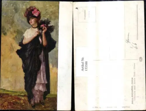 153388,Künstler Ak Galli Riccardo Creazione delle Sorelle Testa Frau Glamour Kleid Hut Erotik