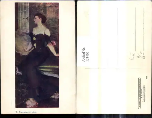 153400,Künstler Ak T. Axentowicz Erotik Frau Kleid Nackte Schulter